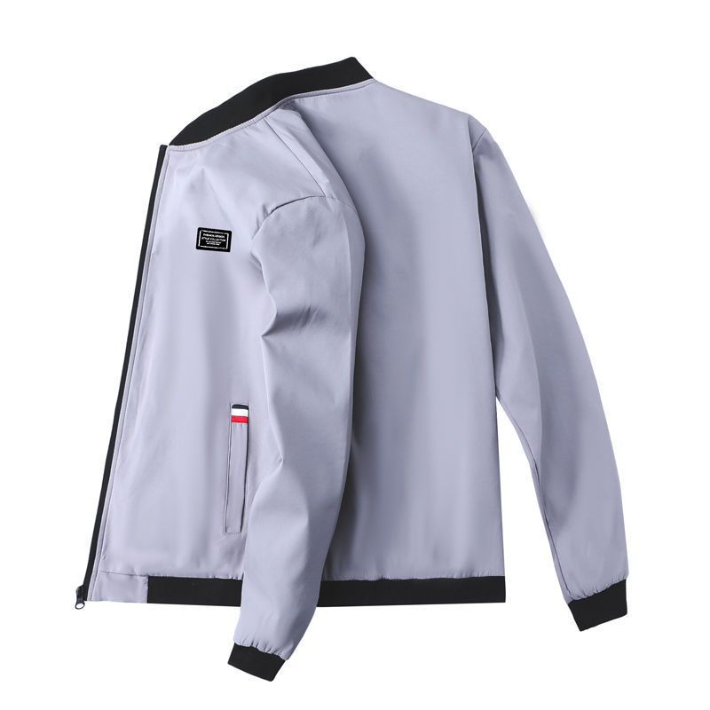 Men's Spring and Autumn Plus Size Zip Paragraph Jacket Jacket Casual Sports Simple Short Section Stand Up Collar Baseball Clothing Outerwear