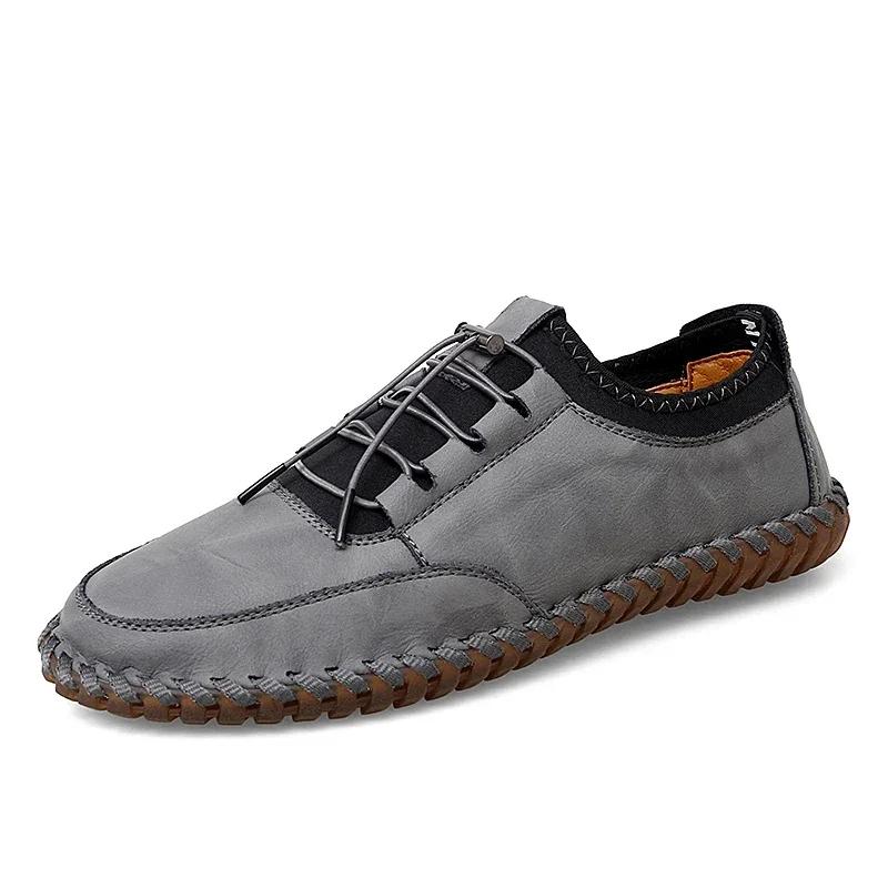 

Мужская классическая прочная кожаная водонепроницаемая повседневная обувь, легкие нескользящие модные туфли на плоской подошве для всех сезонов, прогулок, работы и путешествий US 5(EUR 38) серый