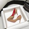 Rote Sohle Pumps Damenschuhe Schwarzes Spitze Lackleder Seite Luft Hohe Absätze Dünn Elegant Sexy Einzelne Schuhe