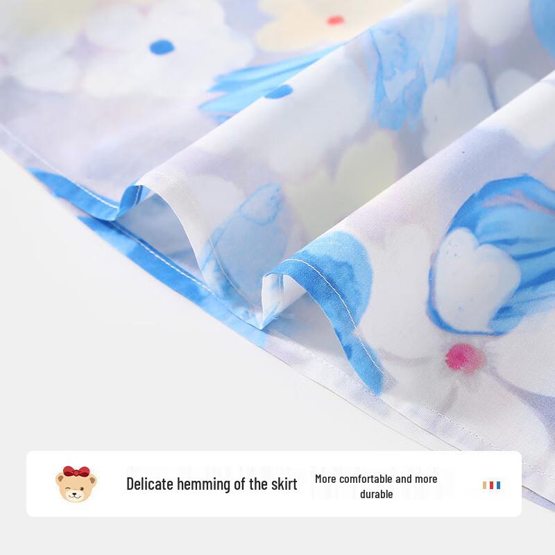 Classic Teddy Girls' French Floral Short Sleeve Princess Dress