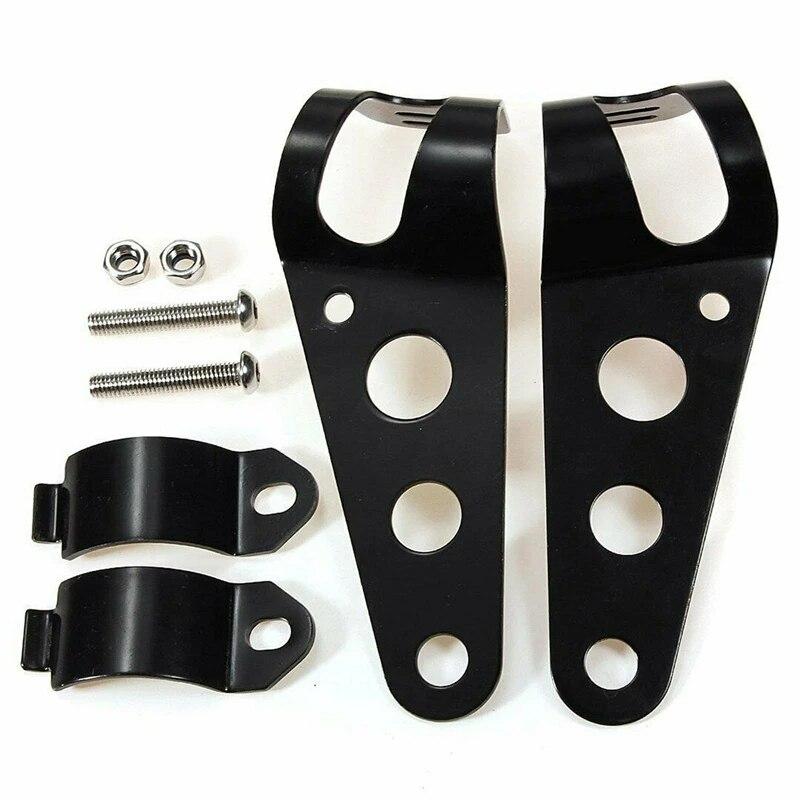 Motorrad Cafe Racer Bobber 6,5 Zoll LED-Scheinwerfer Spirale weiße Seitenhalterung