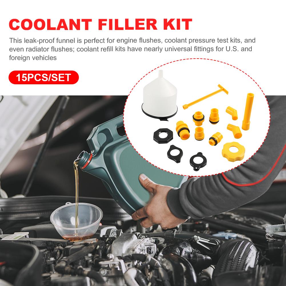 Kit pâlnie de umplere cu lichid de răcire pentru radiator auto, 15 bucăți, instrument universal pentru sistem de răcire pentru vehicule, barcă marine pentru Subaru Honda
