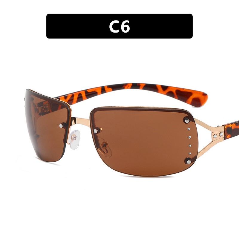Y2k Trendy Rhinestone Square Sunglasses For Women 2023 New Arrival Frameless Design