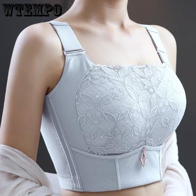Dámska plne kryjúca bezdrôtová podprsenka plus size nevyplnená čipkovaná podprsenka