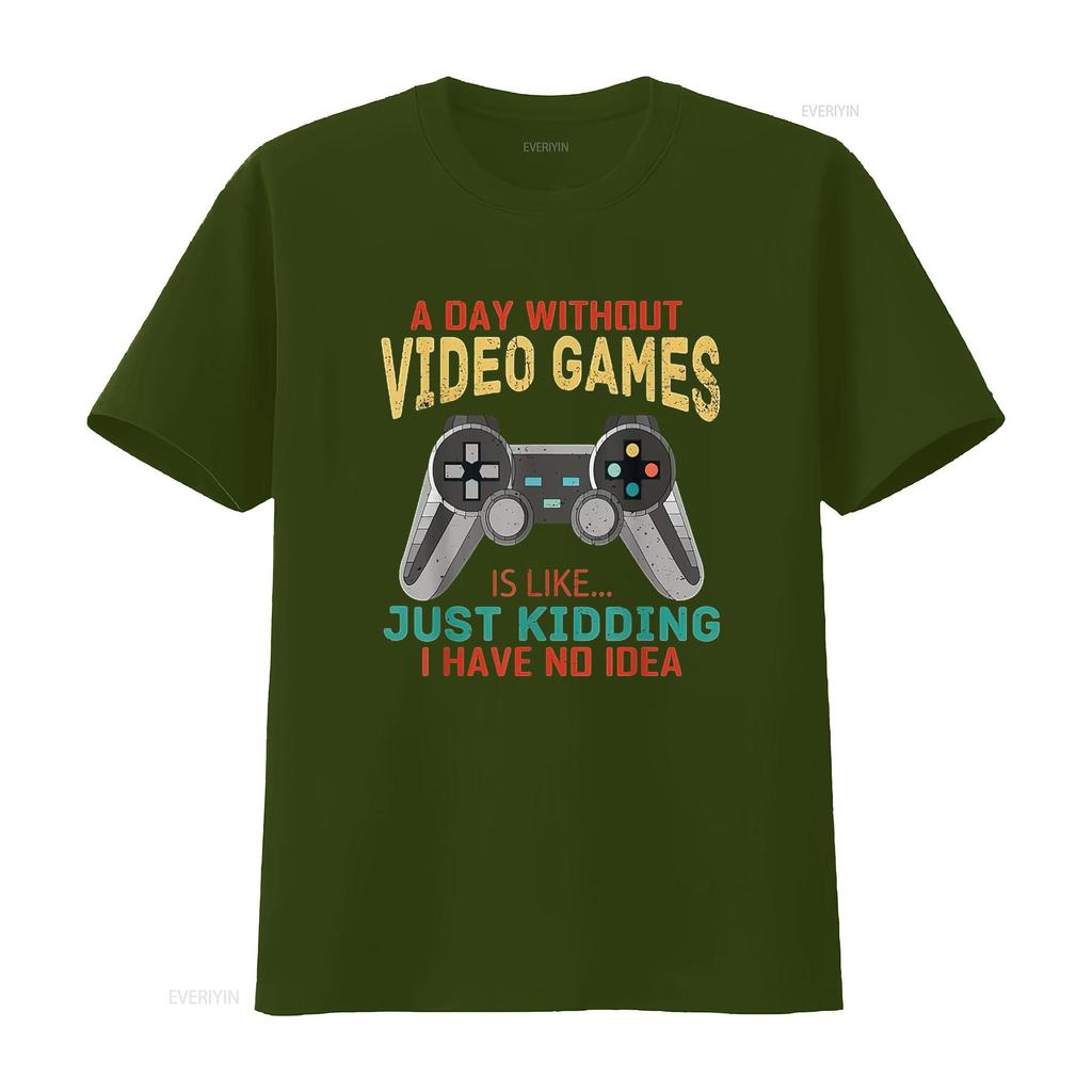 Mens A Day Without Video Games Is Like Funny Gamer Gaming T Shirt White Large Vintage Washed Versatile Fashion Homme Stretched