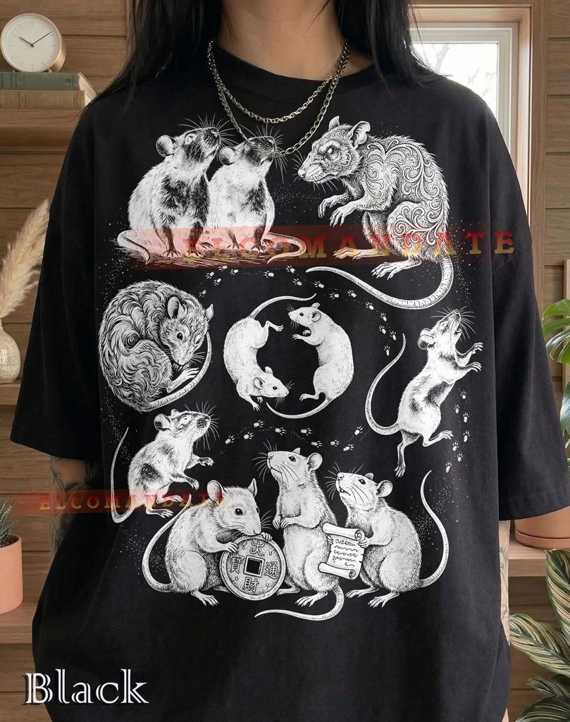 Vintage Rat Graphic Comfort Colors® Tshirt, Retro 90s Animal Lover Y2K Streetwear Tee, Gothic Mouse Nature Faded Oddities Shirt