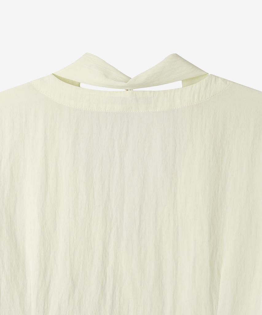 BASIKA V-Neck Pleated Tie Blouse (Butter)