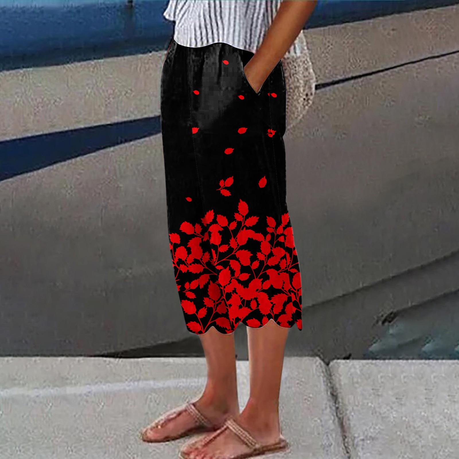 

Жіночі літні штани з бавовни та льону. Жіночі модні вільні повсякденні широкі штани з високою талією. Повсякденні укорочені штани XL червоний