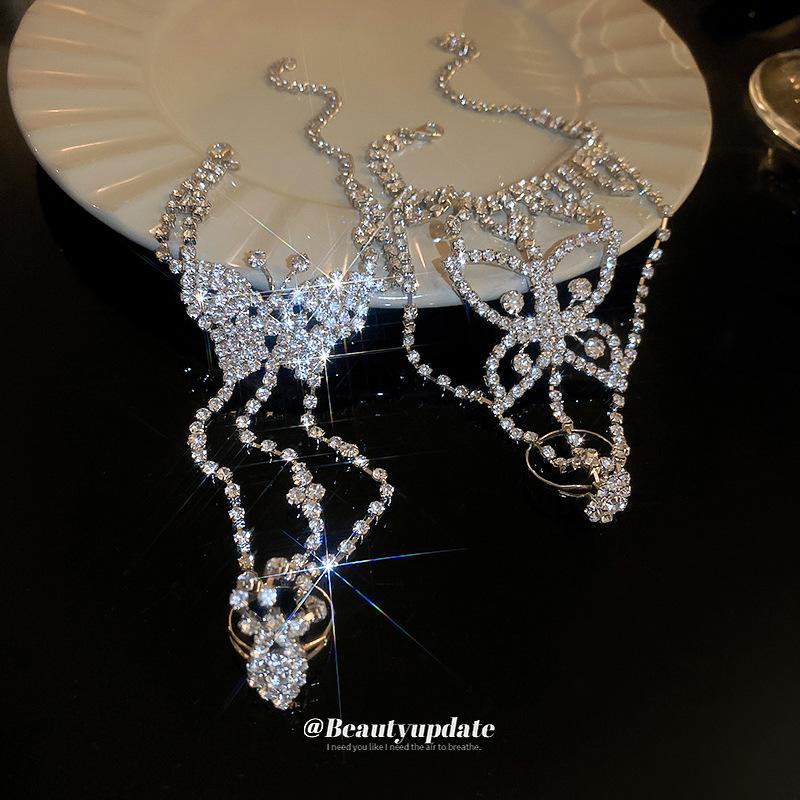 Super flash diamond-set butterfly bracelet French light luxury temperament bracelet ring integrated accessories