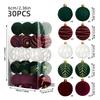 30Pcs 6Cm Velvet Christmas Balls Red Flocked Christmas Spheres Pendant Merry Christmas Tree Ornaments New Year Gifts Home Decor