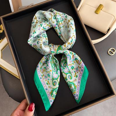 Luxury Designer Print Scarf Women Satin Scarves Bandana Hijab Neckerchief Shawl Kerchief Hair Band Foulard Lady 70*70cm