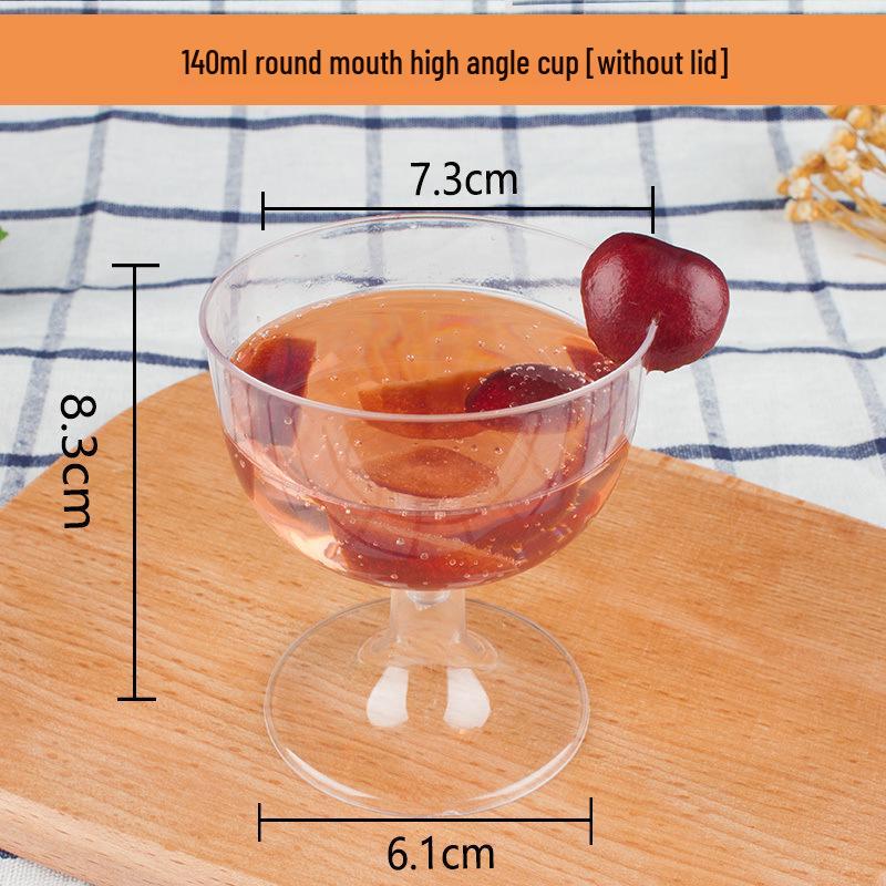 High-Stemmed Disposable Transparent Cup for Desserts, Pudding, Milkshakes, Mousse, Ice Cream, Red Wine, or Champagne.