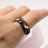 Retro “The Midas Touch" Adjustable Open Ring For Men Gothic Punk Edgy Silver-plated Copper  Black&Gold Color Accessories