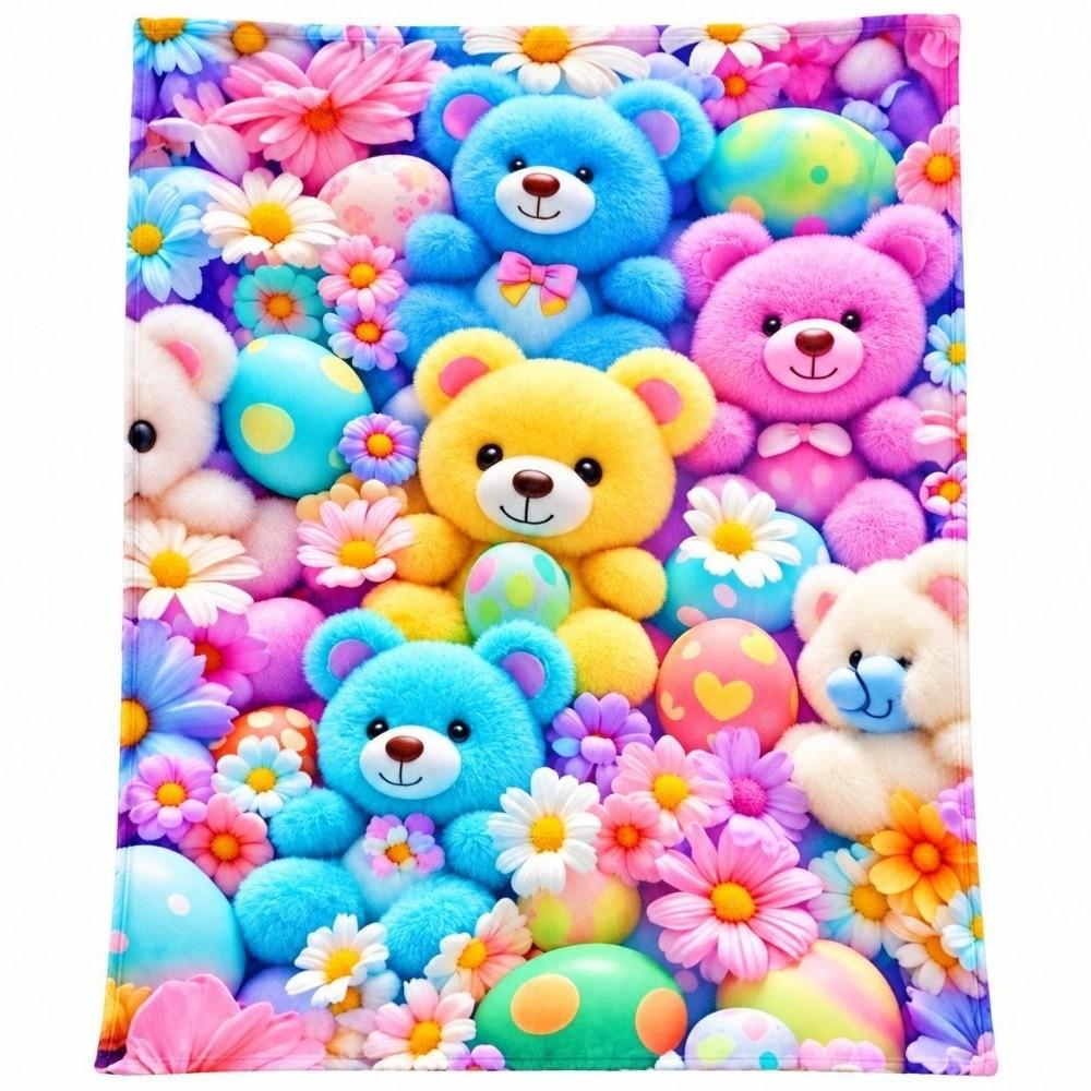 Flannel Throw Blanket Cartoon Nap Blanket Comfortable Plush Blanket  All-Season