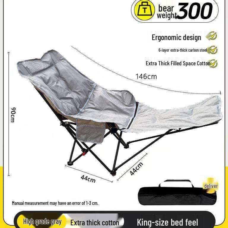 Outdoor Folding Recliner Chair with Leg Rest and 4-Position Adjustable Cotton Seat for Camping and Picnics