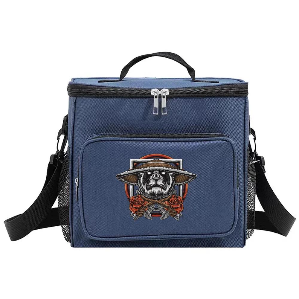 Student LunchBox Portable Cooler Shoulder Lunch Bags Thermal Organizer Handbag Outdoor Camping Storage Boxes Samurai Pattern