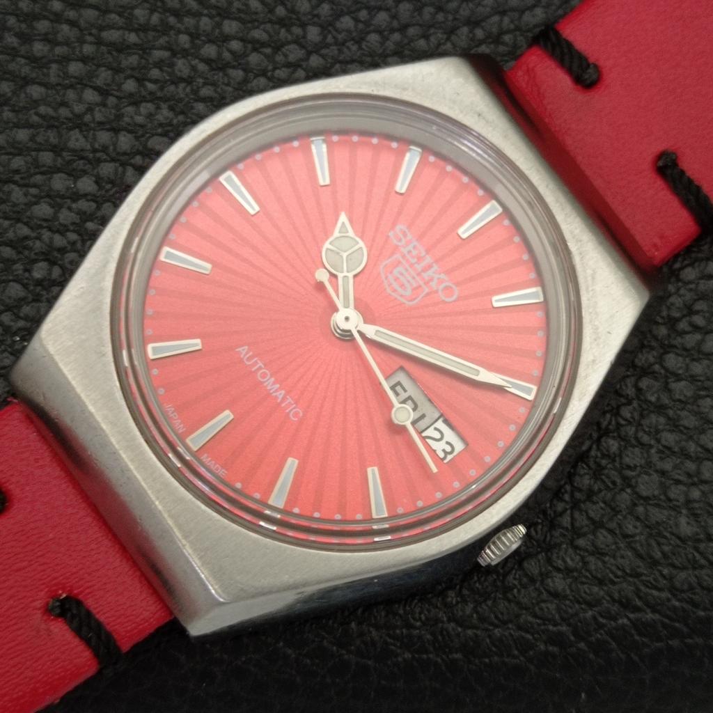 SEIKO 5 AUTOMATIC 6309A VINTAGE JAPAN MENS RED COLOR DIAL WATCH a701462-5 R206b-a701462