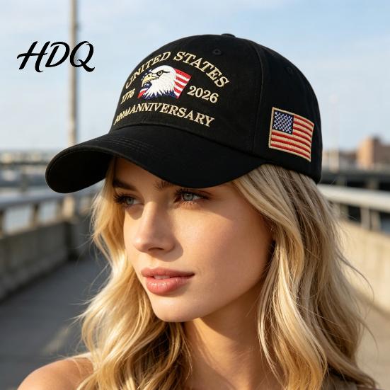 Memorial Day Baseball Cap Cap Vintage Worn Style Washed Denim Hat 250th Anniversary 1776-2026 Embroidered Patriotic Dad Adjustable Breathable