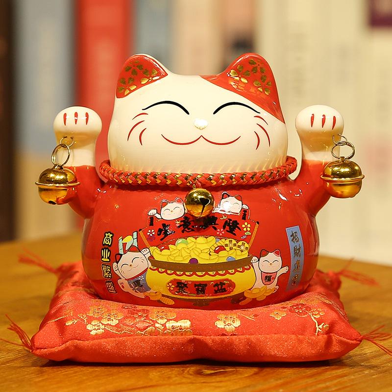 Large Ceramic Lucky Cat Ornament: Creative Piggy Bank & Home Decoration Gift