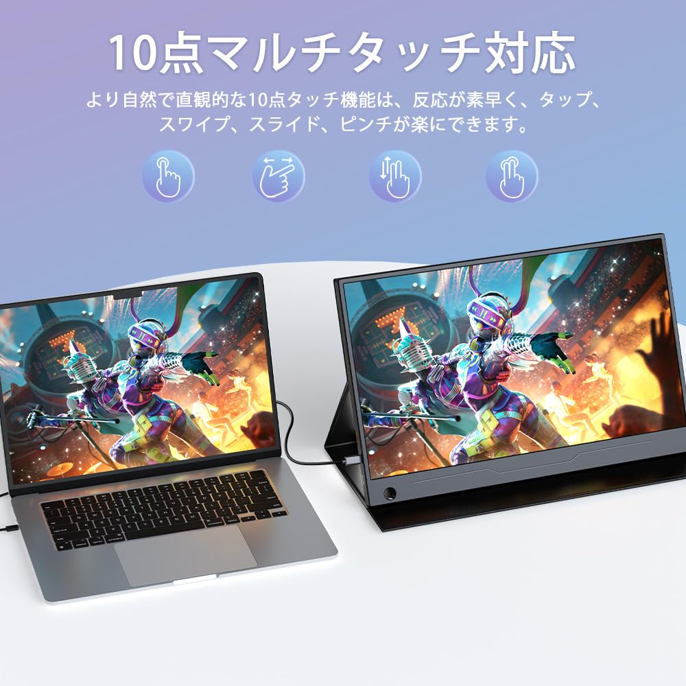 Mobile Monitor Touch Panel 14 Inch Mobile Display FHD 1920x1080 IPS LCD Panel Lightweight Thin VESA Compatible Protective Cover Compatible with