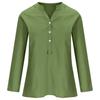 Camicia estiva taglie forti tinta unita casual in cotone e lino, camicetta vintage con tasca, abbigliamento da donna