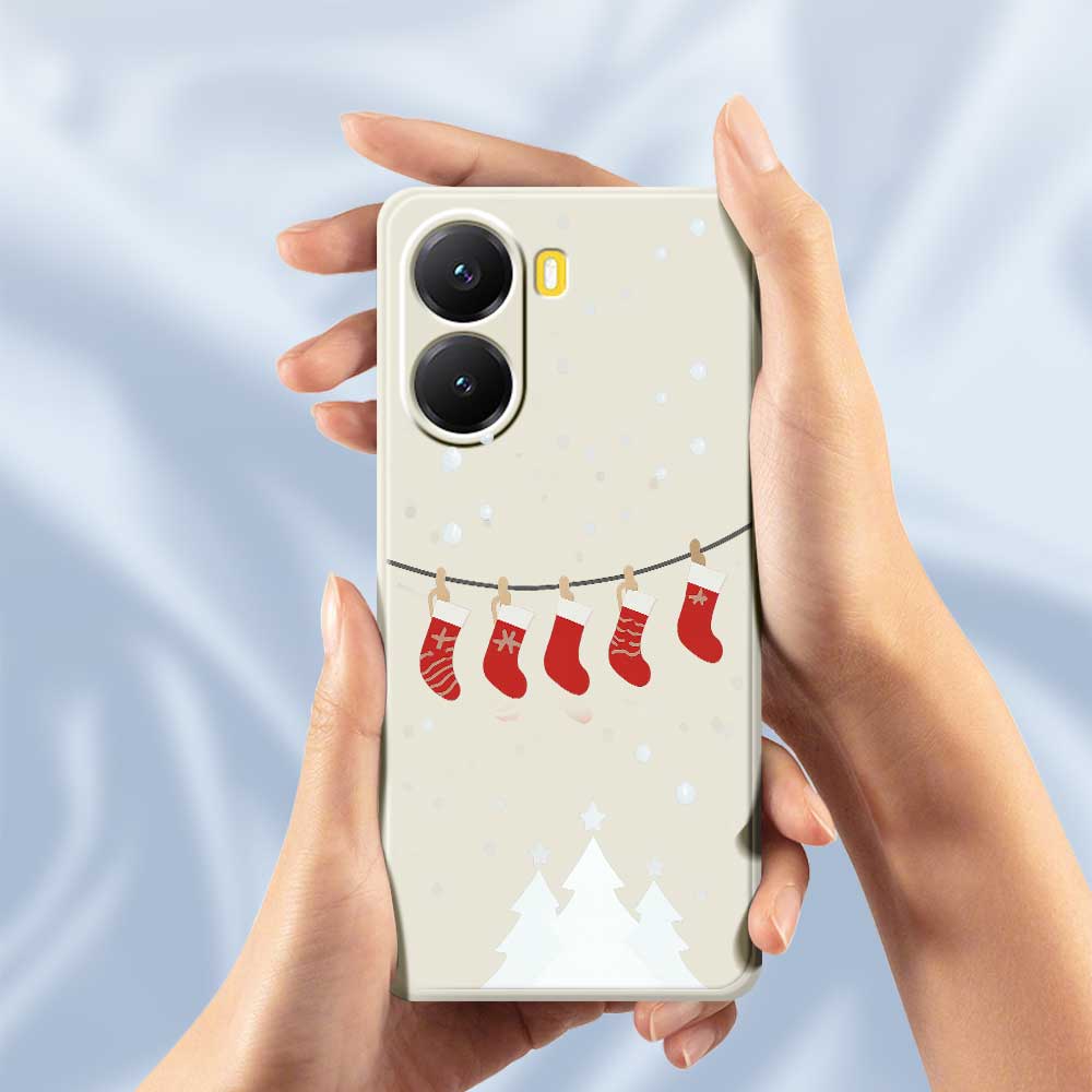 For Xiaomi Redmi Turbo 4 5G/Poco X7 Pro 5G Case Christmas Stockings Pattern Printing Straight Edge TPU Phone Back Cover
