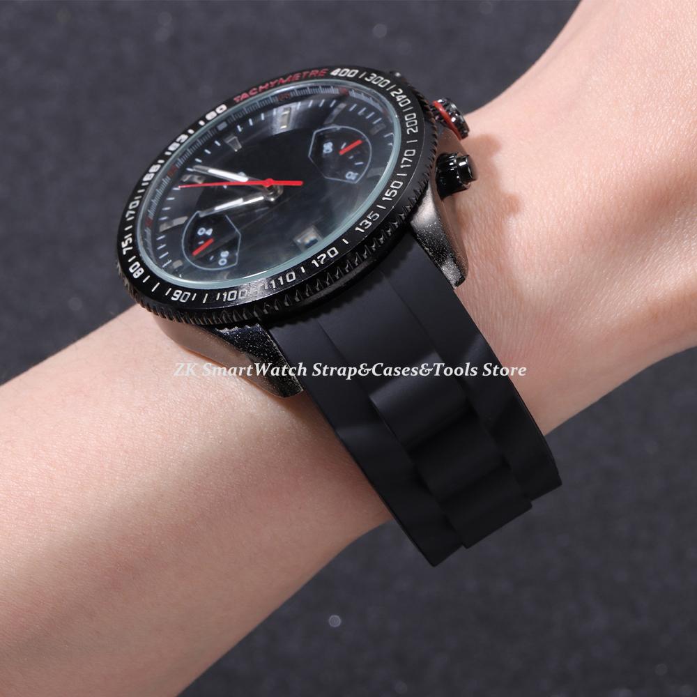 Silicone Watch Strap 22mm 20mm for Seiko for Fossil Wristband Curved End Solid Folding Buckle Watch Bracelet for Men Accessories