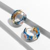 New Fashion Enamel Flower Huggie Hoop Earrings for Women Vintage Boho Circle Small Earrings Statement Zircon 2022 Brincos Gifts