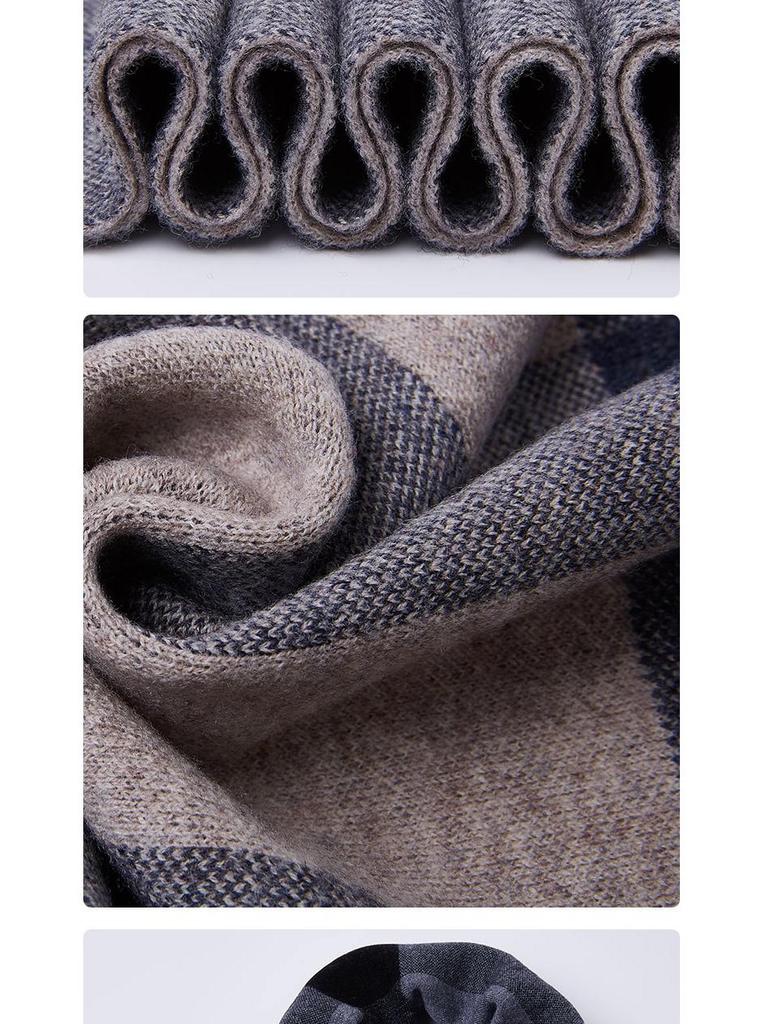 100% Pure Wool Men's Knitted Scarf - New Autumn/Winter Korean Style, All-Match Thick Warm Neck Scarf, Gift Box Included
