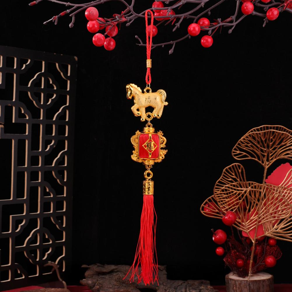 2026 Horse Hanging Ornament Chinese New Year Horse Lucky Charm Red Tassel Feng Shui Pendant For Car Tree Lunar New Year Wealth