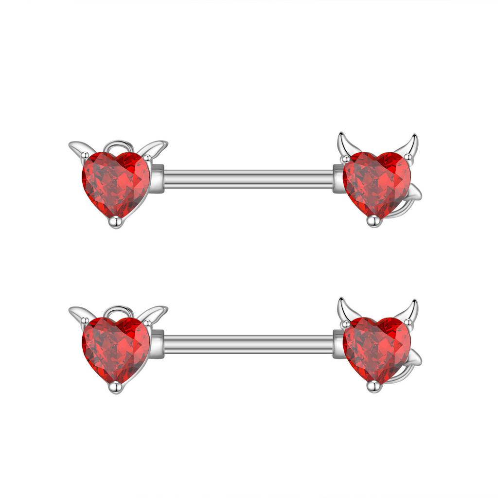 2pcs Butterfly Nipple Piercings Rings 16mm Length Bar Barbell Steel Crystal Nipple Shield Cover Heart Flower Tongue Body Jewelry