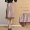 Bailuyu Women's Reversible Mesh Pleated Glitter Midi Skirt