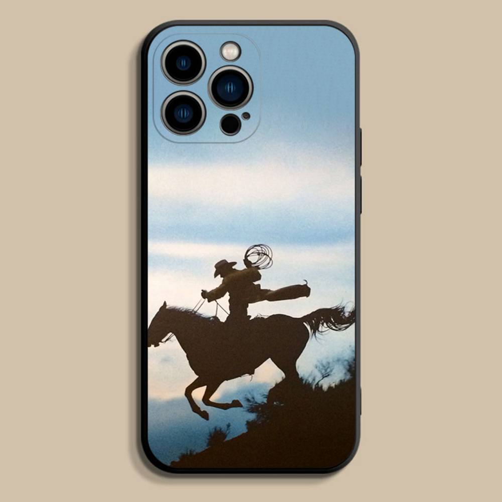 Kovbojský kryt na telefon Clint Eastwood Pro iPhone 17,16,15,14,13,12,Pro,Max,Plus,E,SE4,Air,Mini Černý měkký kryt