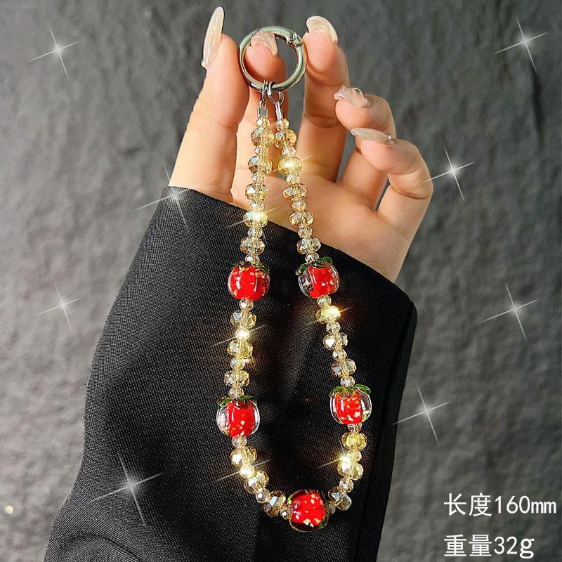 New Persimmon Ruyi Phone Chain New Chinese Style Glass Crystal Phone Chain Wrist Bag Keychain Pendant