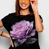 Gentle Pink Rose Design Tee Shirt| Modern Floral Art Top