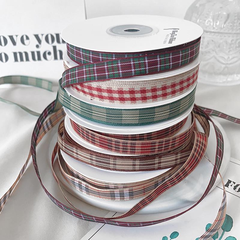 10mm kariertes Satinband für Haaraccessoires, Schleifen, Geschenkboxen & Bastelarbeiten