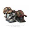 Autumn Winter Hat Women's Hard Top Baseball Cap Classic Vintage Plaid Cap for Men