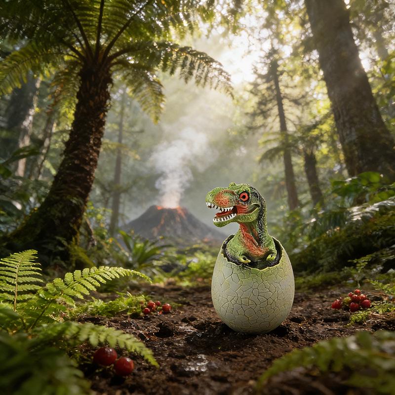 Large Soft Rubber Dinosaur Egg Model: T-Rex, Triceratops, Velociraptor & Pterodactyl Sounding Ornament Toy