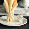 6PCS Pearl Napkin Buckles,Delicate Handmade Wide Round Napkin Holder Rings,for Dinner Parties Wedding Dining Table Setting Decor