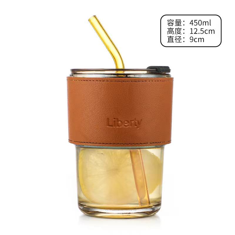 Creative High-Value Bamboo Cup Straw Glass Women'S Feng Shui Cup Portable Office Cup Coffee Cup