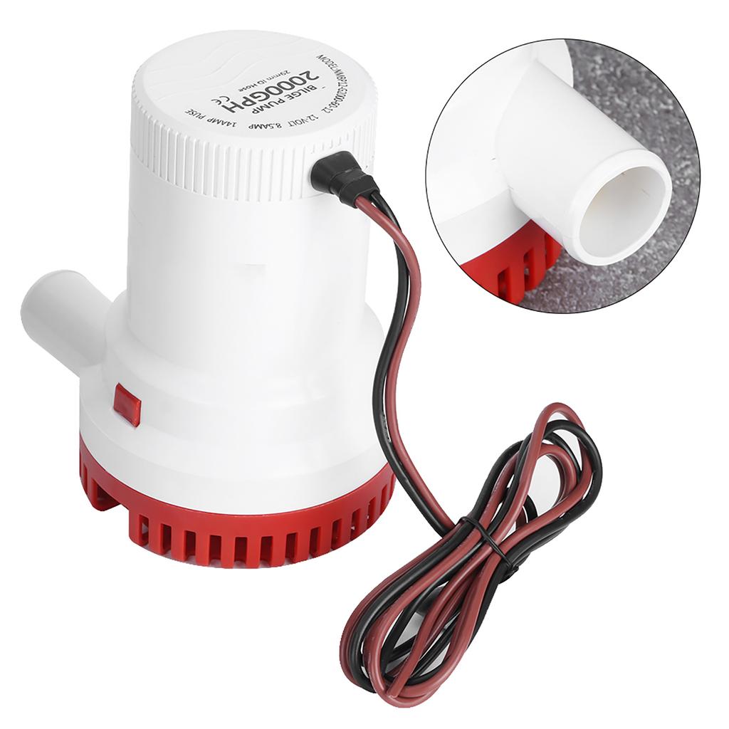 2000GPH Electric Bilge Pump Boat Water Discharge Pump Marine Ignition Protected 12V Electric Bilge Pump Ignition Protected Pump