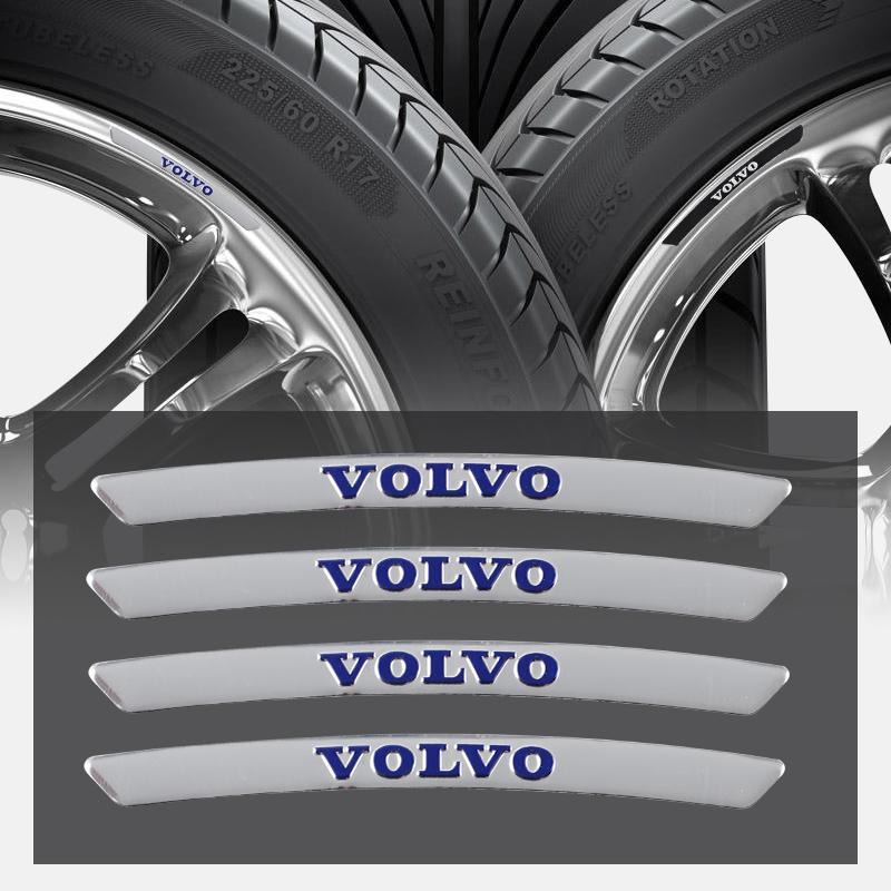 4Pcs Aluminum Car Badges Wheel Rims Racing Hub Stickers For Volvo ES90 EC40 EX40 EM90 XC90 V90 V60 XC60 V40 S80 S60 S90 C40 XC40