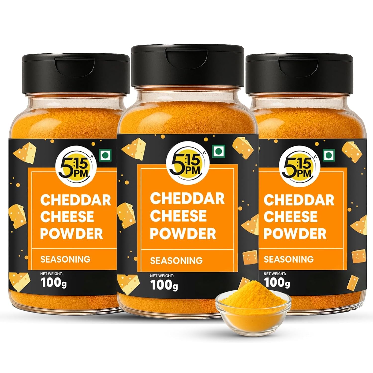 

5:15PM Cheddar Cheese Powder 100g x Pack of 3 for Popcorn, Pasta, Pizza, Nachos & Fries Seasoning