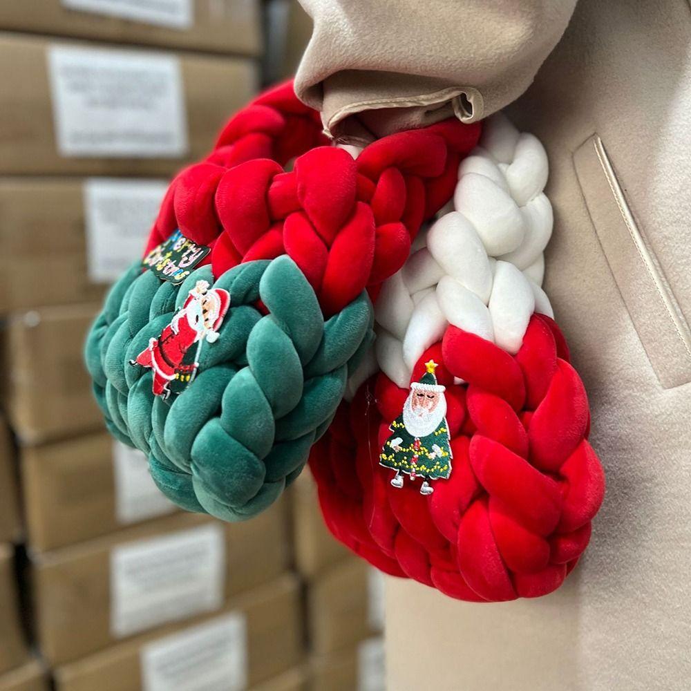 Large Capacity Christmas Handbag Hand Knitted Crochet Tote Bag Chunky Knit Bag  Christmas Gift