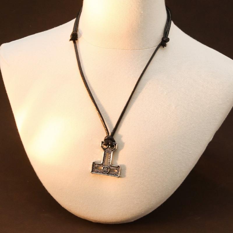 Thor's Hammer Viking Rune Battle Axe Pendant NecklaceRetro Long Sweater Chain Necklace