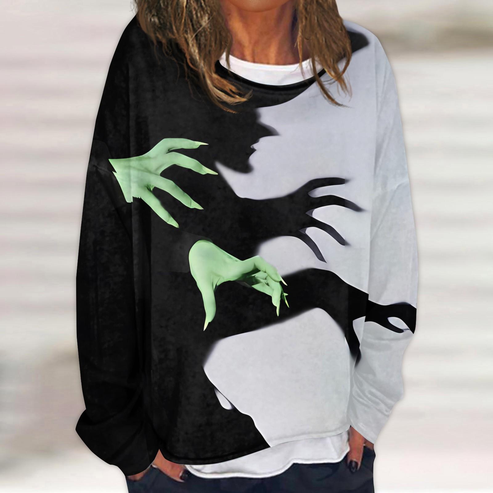 

Женская повседневная модная винтажная толстовка с длинным рукавом и круглым вырезом с принтом, многослойный пуловер, топ XXL