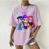 Women's Summer KPop Demon Hunters Graphic Tee Stylish Streetwear T-Shirt with Rum Mira Zoey Character Prints Trendy Casual