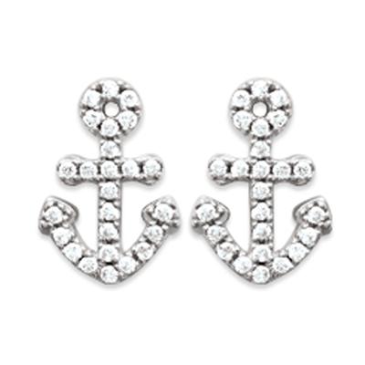[P9293] - Silver Earrings 'Ancre Marine' Silver White (rhodium-plated) - 12x7 Mm