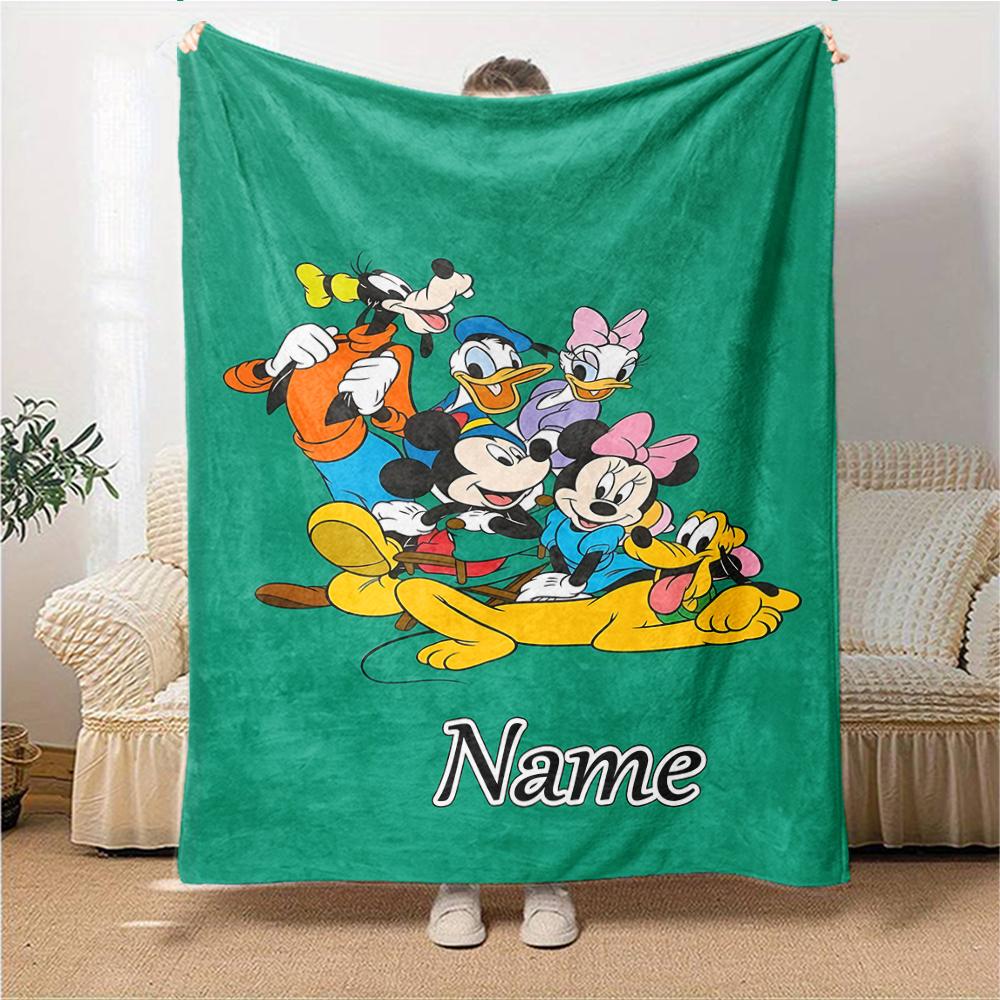 Custom Name Mickey Friends Adventure Blanket for Couch & Bed, Plush Cozy Fuzzy Blanket Super Soft & Warm Blankets for Fall and Winter. 090827