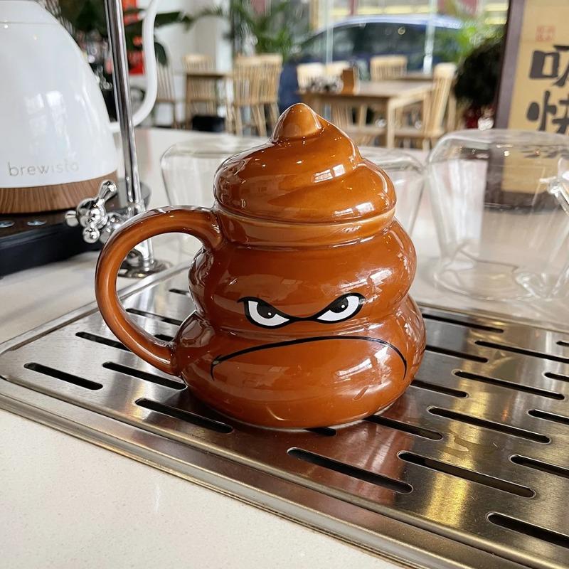 Ceramic Cup 480ml Creative Coffee Cup with Spoon Suitable for Home Office Mischievous Prank Drink Cup Christmas Gift